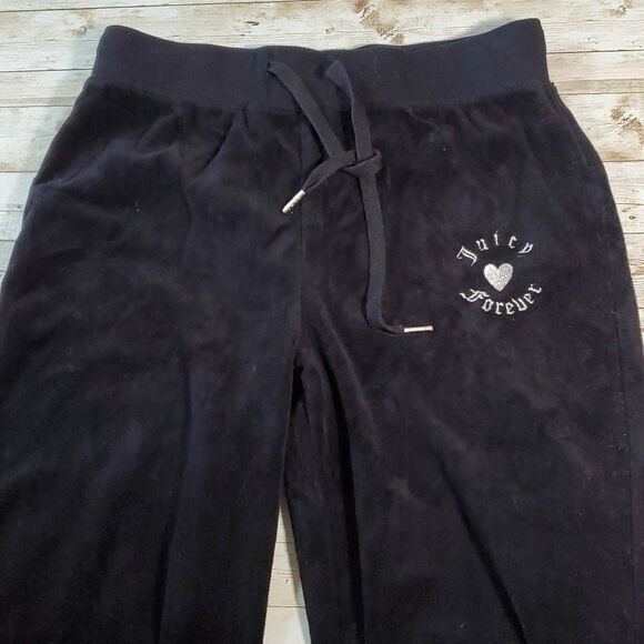 Like New Black Rhinestone Juicy Couture Velour Velvet Y2K Inspired Joggers Pants - Picture 5 of 13